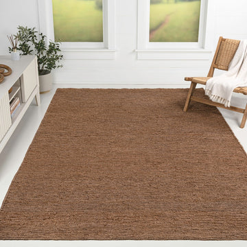 Griffin Rustic Farmhouse Woven Jute Solid Area Rug